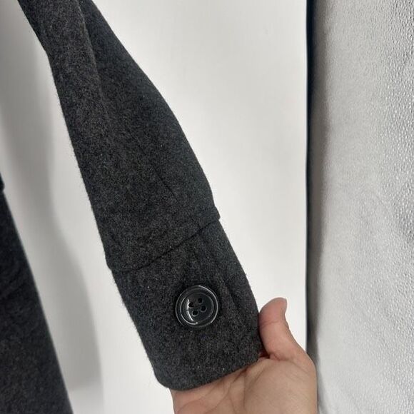 Anthropologie Tulle Grey Wool Blend Long Pea Coat Size S Peacoat Preppy Classic - Picture 8 of 12